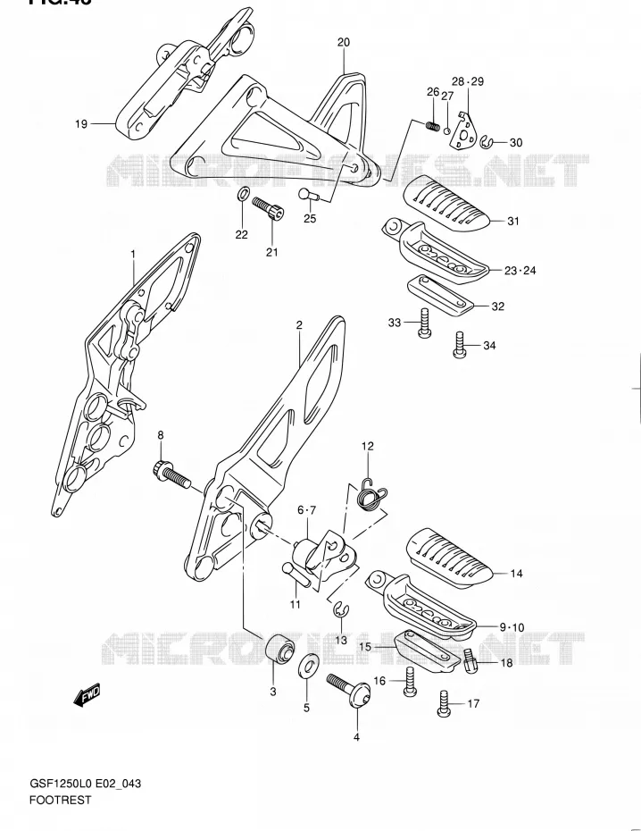 REPOSE PIED Suzuki MOTO 1250 BANDIT 2012  GSF1250 L0 (E02,E19,E24)