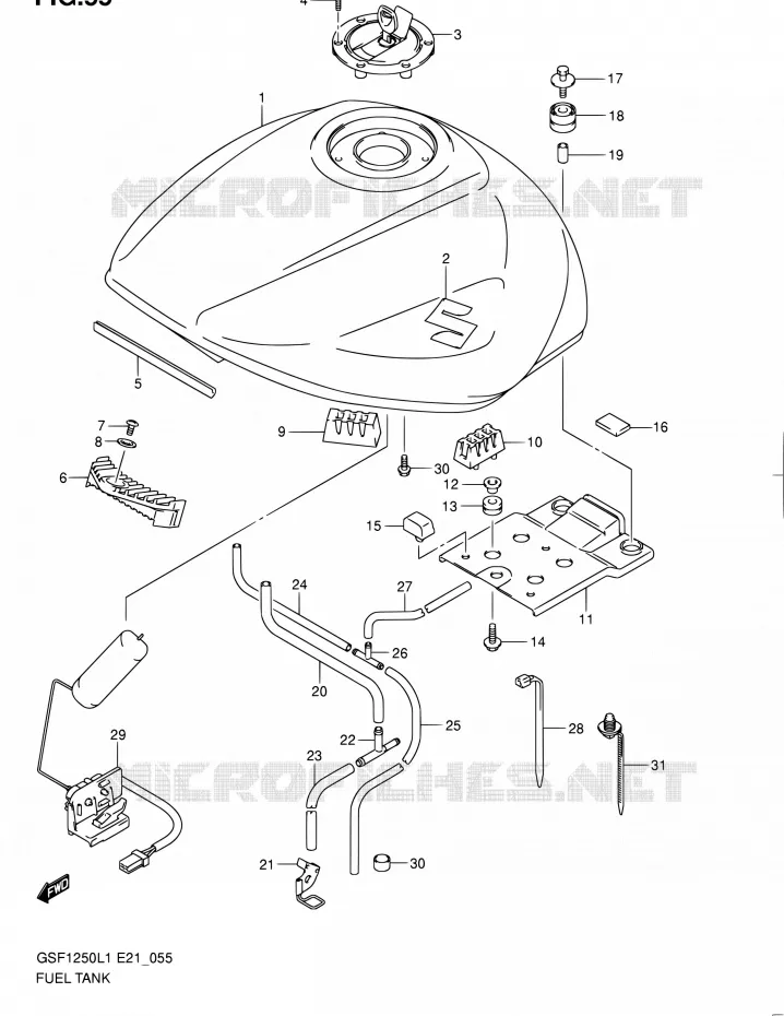 RESERVOIR D'ESSENCE (GSF1250L1 E24) Suzuki MOTO 1250 BANDIT 2011  GSF1250L1