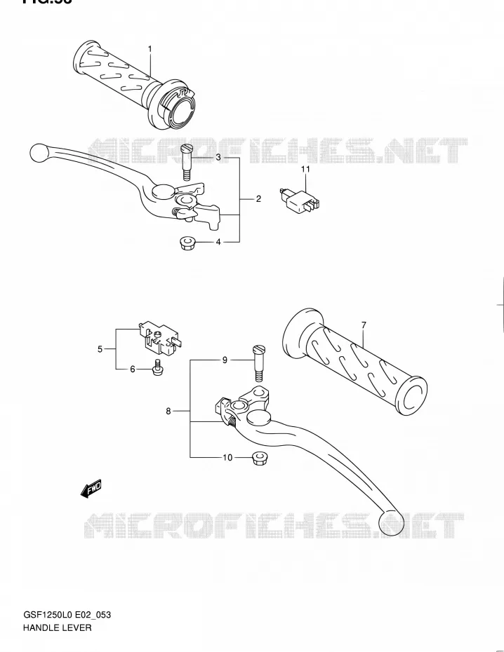 ENSEMBLE LEVIERS - POIGNEES (GSF1250AL0) Suzuki MOTO 1250 BANDIT 2010  GSF1250AL0(E19,E24)