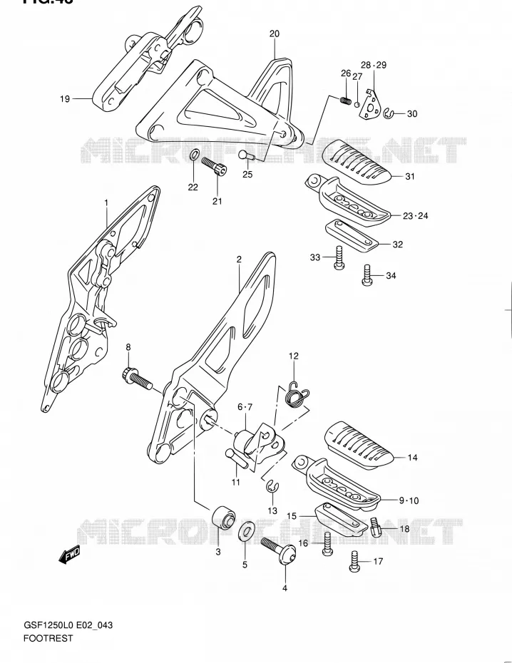 REPOSE PIED Suzuki MOTO 1250 BANDIT 2010  GSF1250AL0(E19,E24)