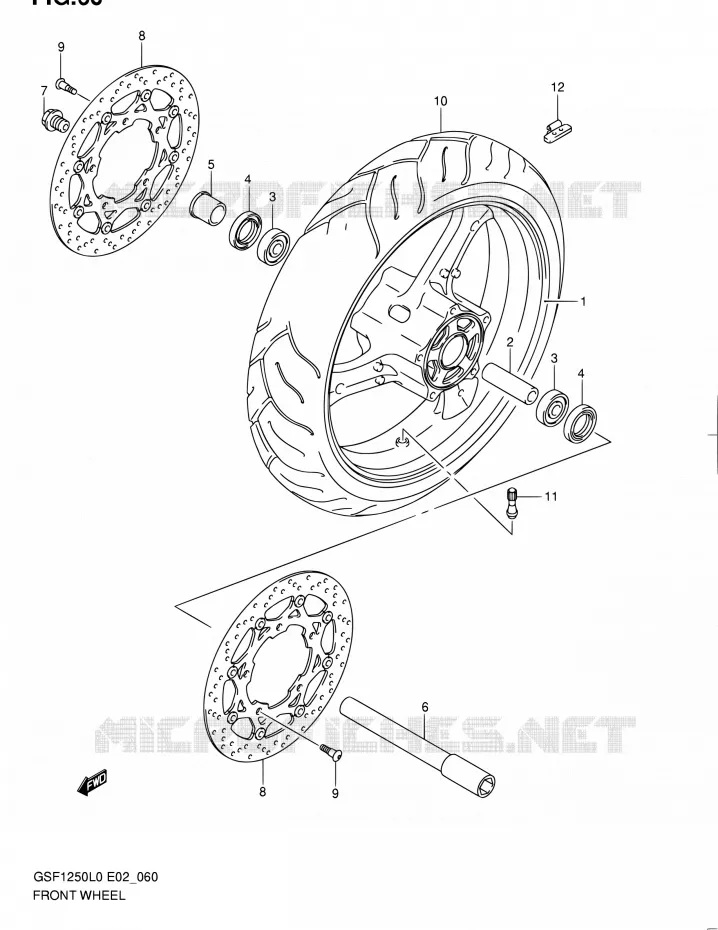 ROUE AVANT (GSF1250L0) Suzuki MOTO 1250 BANDIT 2010  GSF1250AL0(E19,E24)