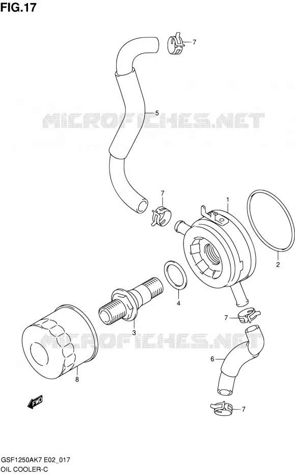 RADIATEUR D'HUILE Suzuki MOTO 1250 BANDIT 2007  GSF1250S K7 (E02,E19,E24,E37)