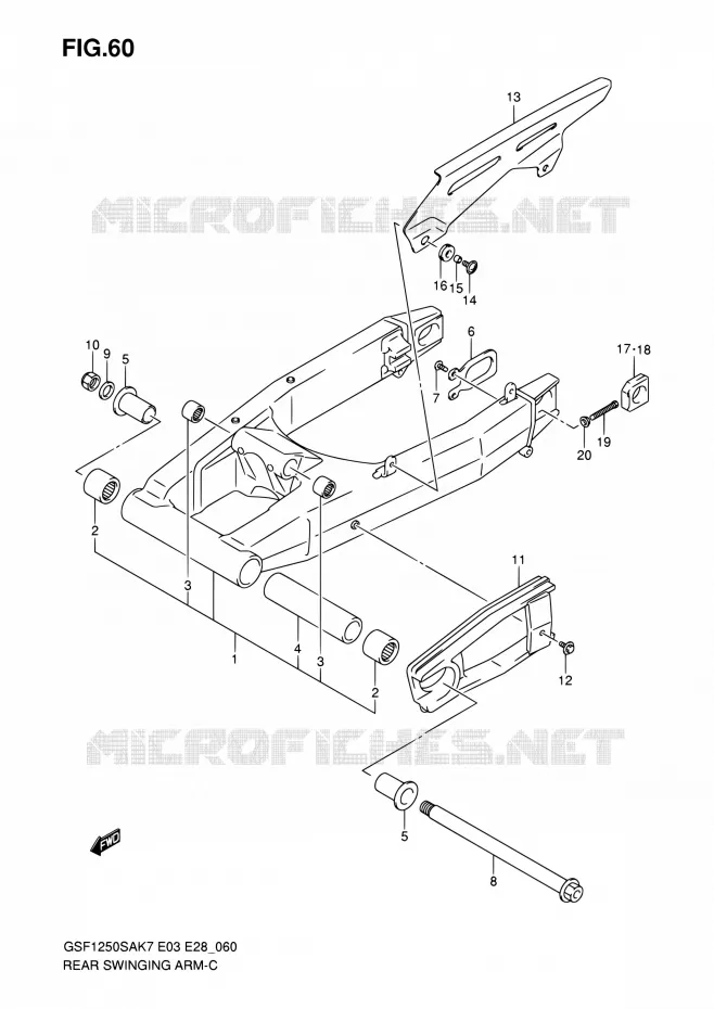 BRAS OSCILLANT ARRIERE Suzuki MOTO 1250 BANDIT 2007  GSF1250S K7 (E03,E28,E33)