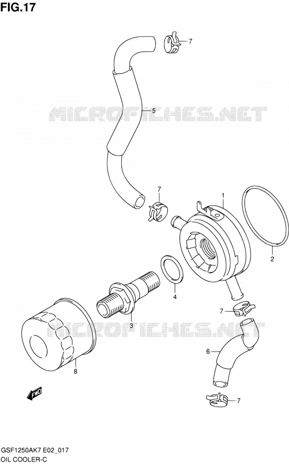 RADIATEUR D'HUILE Suzuki MOTO 1250 BANDIT 2008  GSF1250S K8 (E02,E19,E24,E37)