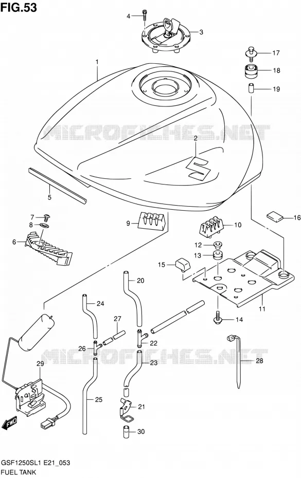 RESERVOIR D'ESSENCE (GSF1250SAL1 E21) Suzuki MOTO 1250 BANDIT 2011  GSF1250SL1(E24)