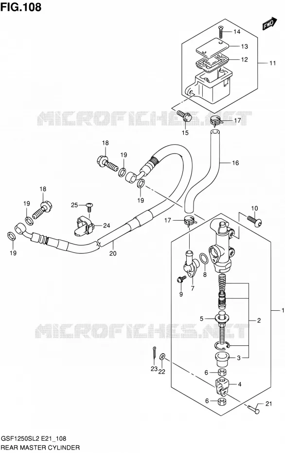 MAITRE CYLINDRE ARRIERE (GSF1250SL2 E21) Suzuki MOTO 1250 BANDIT 2012  GSF1250SL2(E24)