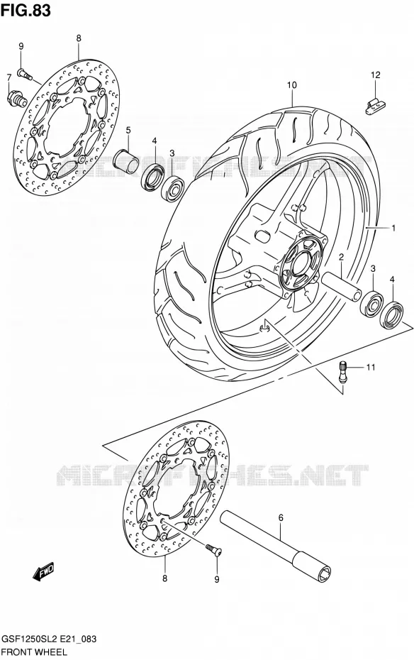 ROUE AVANT (GSF1250SL2 E21) Suzuki MOTO 1250 BANDIT 2012  GSF1250SL2(E24)