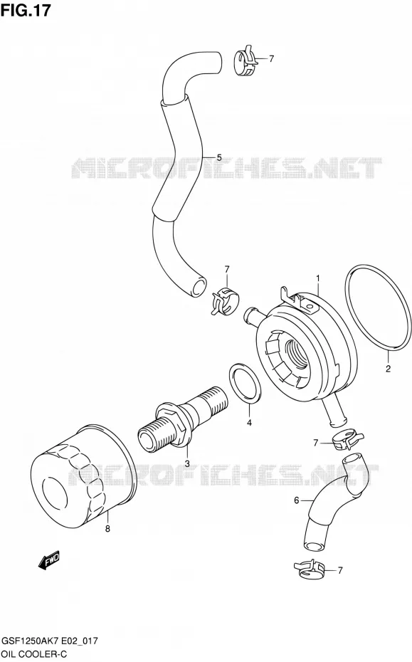 RADIATEUR D'HUILE Suzuki MOTO 1250 BANDIT 2007  GSF1250SA K7 (E02,E19,E24,E37)