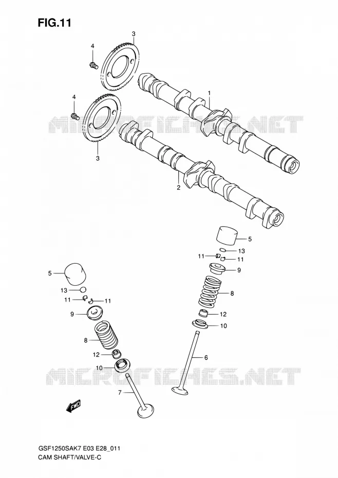 ARBRE A CAMES - VALVE Suzuki MOTO 1250 BANDIT 2007  GSF1250SA K7 (E03,E28,E33)