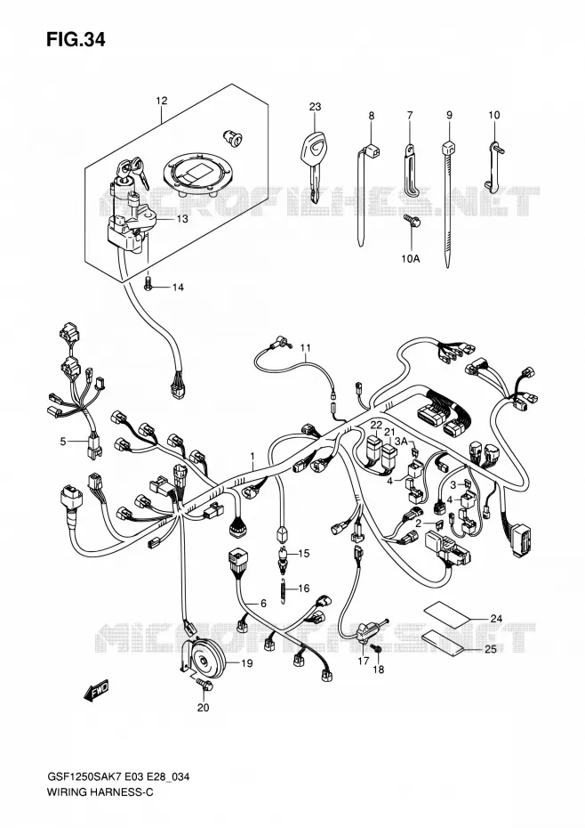 FAISCEAU ELECTRIQUE (GSF1250SAK7/SAK8/SAK9) Suzuki MOTO 1250 BANDIT 2008  GSF1250SA K8 (E03,E28,E33)