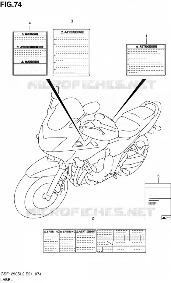 ETIQUETTE (GSF1250SAL2 E21) Suzuki MOTO 1250 BANDIT 2012  GSF1250SAL2(E24)