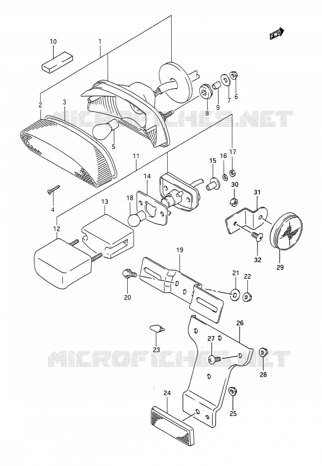 ENSEMBLE FEU ARRIERE Suzuki MOTO 400 BANDIT 1993  GSF400 P (E03,E28,E33)