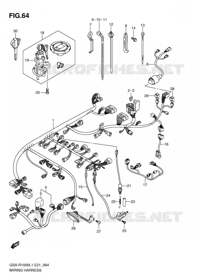 FAISCEAU ELECTRIQUE (GSX-R1000L1 E24) Suzuki MOTO 1000 GSX-R 2011  GSX-R1000L1(E21)