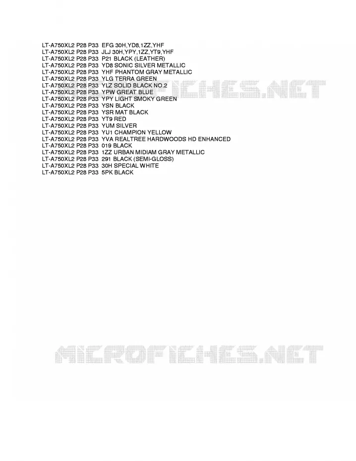 * CHARTE COULEUR * Suzuki QUAD 750 KINGQUAD 2012  LT-A750XZL2(P28)