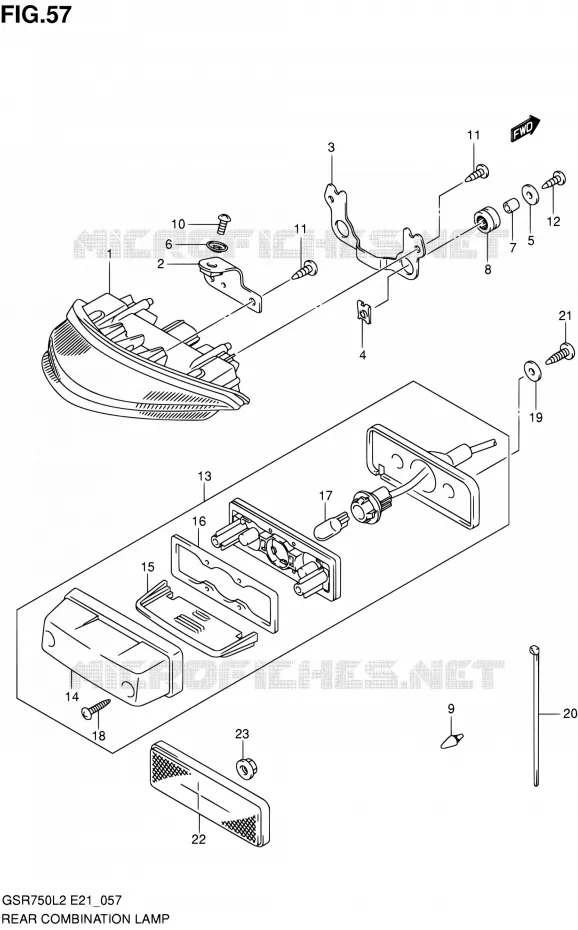 ENSEMBLE FEU ARRIERE Suzuki MOTO 750 GSR 2012  GSR750L2(E24)