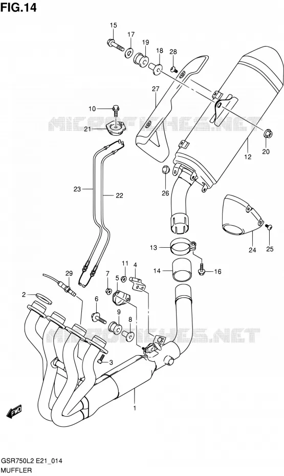 SILENCIEUX Suzuki MOTO 750 GSR 2012  GSR750L2(E24)