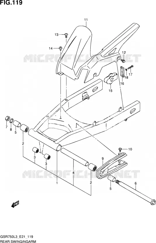 BRAS OSCILLANT ARRIERE Suzuki MOTO 750 GSR 2013  GSR750A L3 (E24)