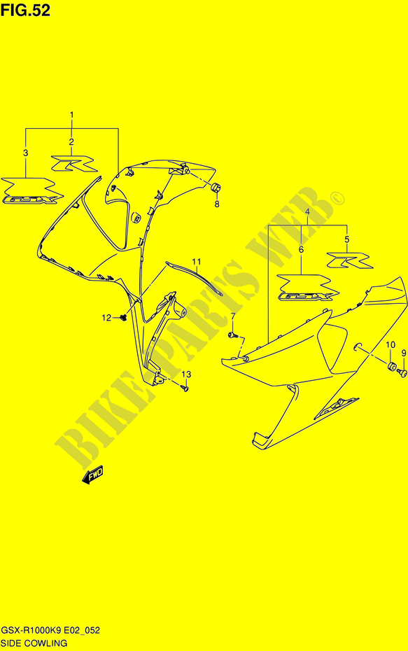FLANCS DE CARENAGES (MODEL K9:CRU,GRD,FGF) pour Suzuki GSX-R 1000 2009