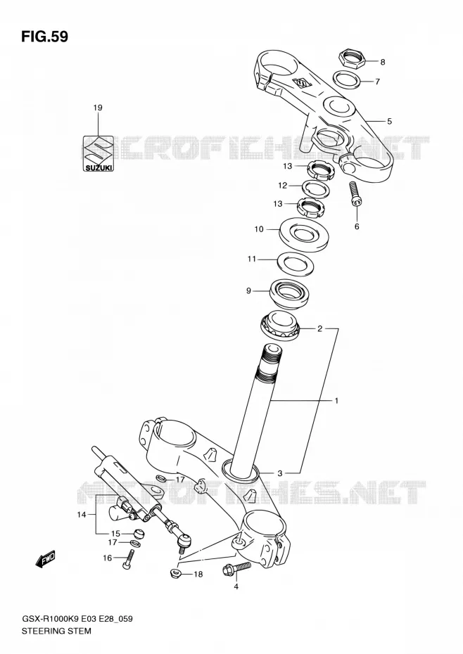 COLONNE DE DIRECTION Suzuki MOTO 1000 GSX-R 2009  GSX-R1000 K9 (E03,E28,E33)