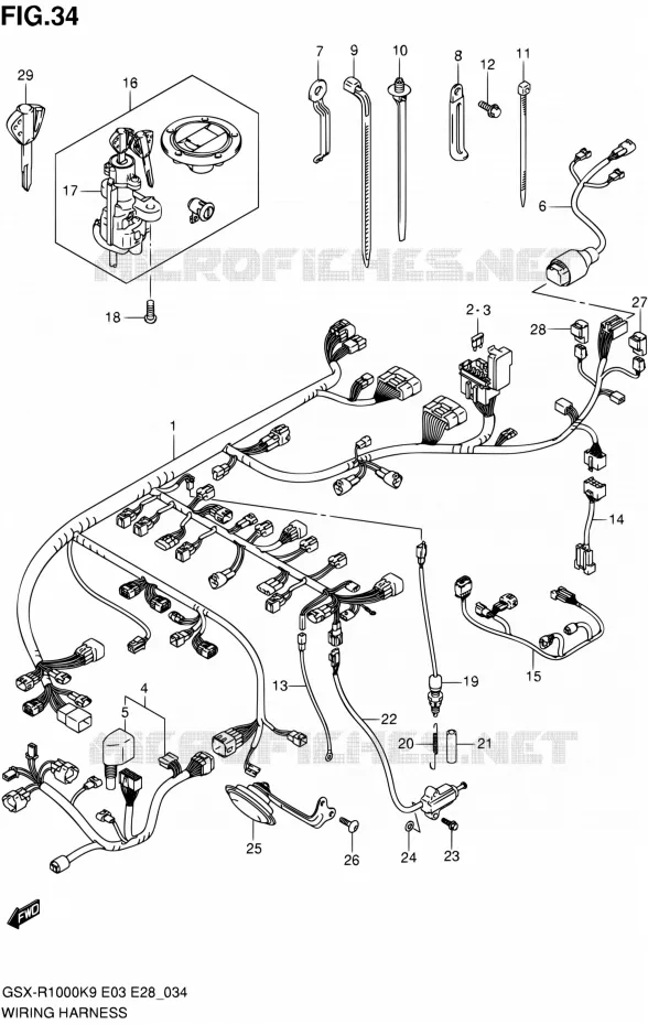 FAISCEAU ELECTRIQUE Suzuki MOTO 1000 GSX-R 2009  GSX-R1000 K9 (E03,E28,E33)