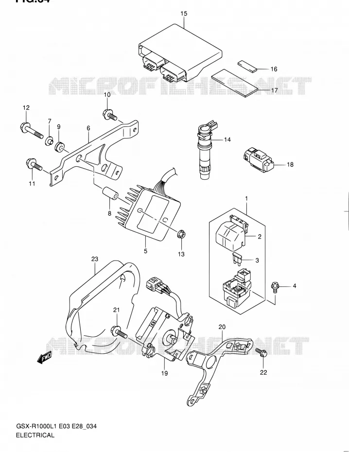 PARTIE ELECTRIQUE (GSX-R1000L1 E03) Suzuki MOTO 1000 GSX-R 2011  GSX-R1000 L1 (E03,E28,E33)