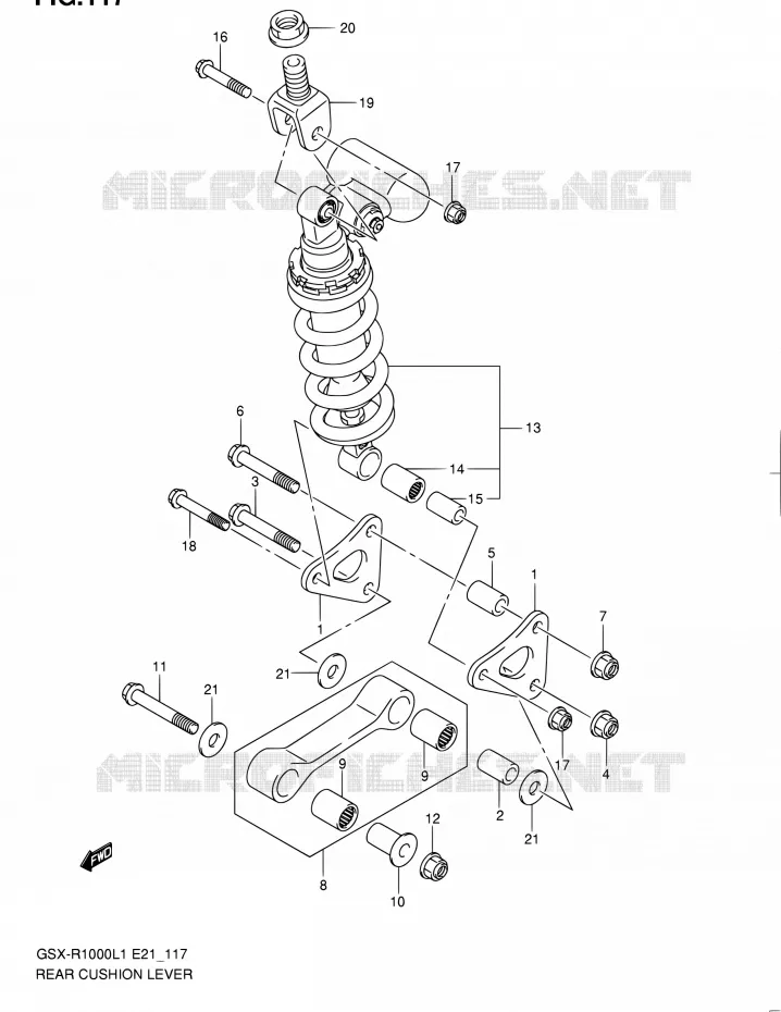 BIELLETTE D'AMORTISSEUR (GSX-R1000UFL1 E21) Suzuki MOTO 1000 GSX-R 2011  GSX-R1000L1(E14)