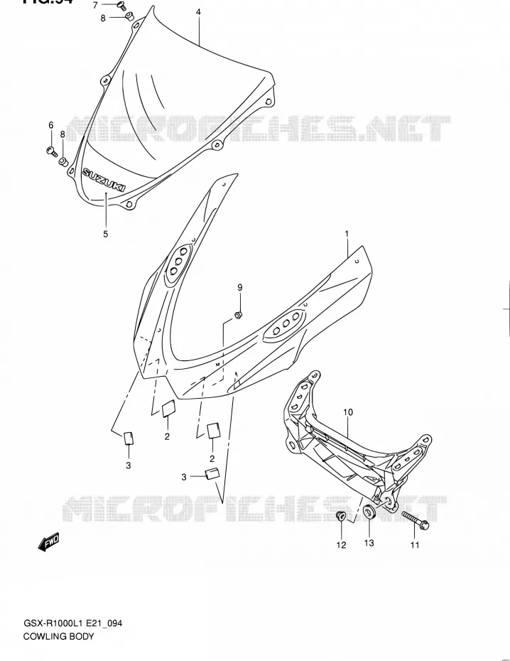 CARENAGES - ETIQUETTES Suzuki MOTO 1000 GSX-R 2011  GSX-R1000L1(E14)