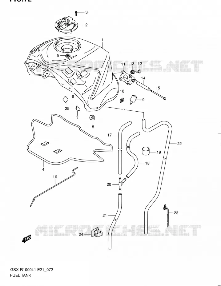 RESERVOIR D'ESSENCE (GSX-R1000L1 E21) Suzuki MOTO 1000 GSX-R 2011  GSX-R1000L1(E14)
