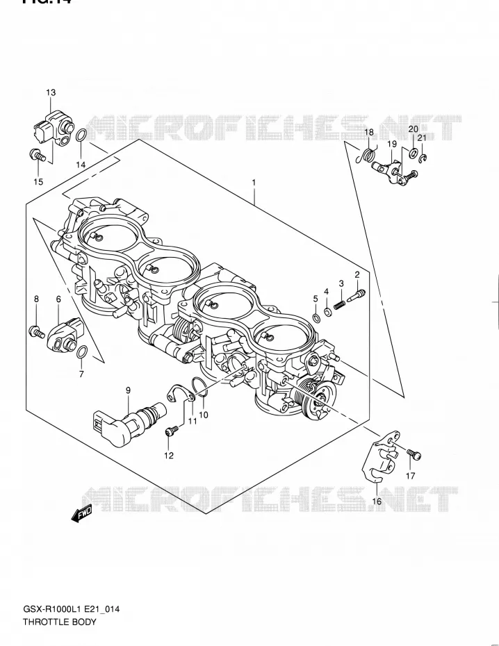 CORPS DE PAPILLON (GSX-R1000L1 E24) Suzuki MOTO 1000 GSX-R 2011  GSX-R1000L1(E51)