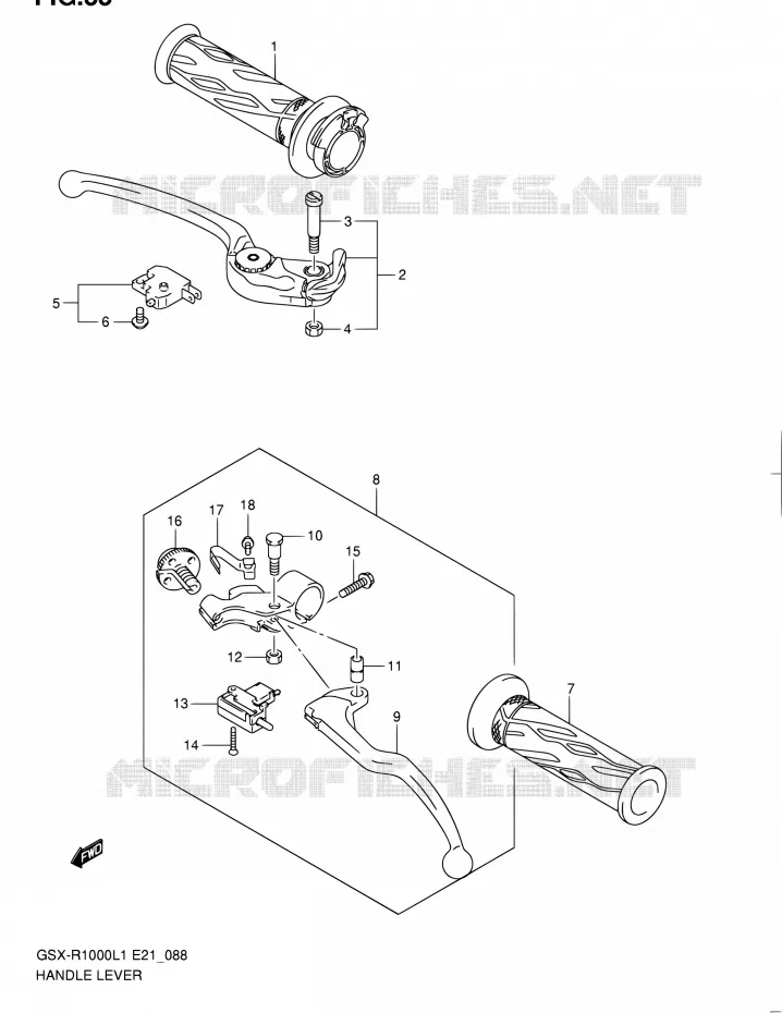 ENSEMBLE LEVIERS - POIGNEES Suzuki MOTO 1000 GSX-R 2011  GSX-R1000L1(E51)