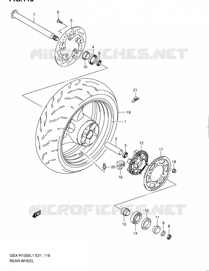 ROUE ARRIERE Suzuki MOTO 1000 GSX-R 2011  GSX-R1000L1(E51)