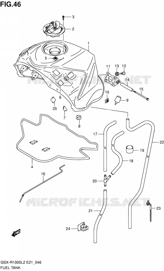 RESERVOIR D'ESSENCE (GSX-R1000L2 E24) Suzuki MOTO 1000 GSX-R 2012  GSX-R1000L2(E24)