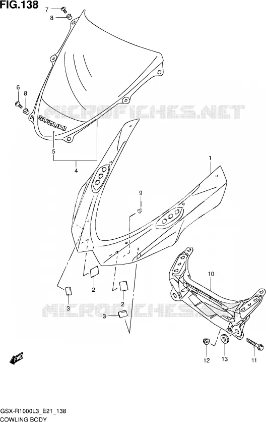 CARENAGES - ETIQUETTES (GSX-R1000ZL3 E24) Suzuki MOTO 1000 GSX-R 2013  GSX-R1000 L3 (E21)