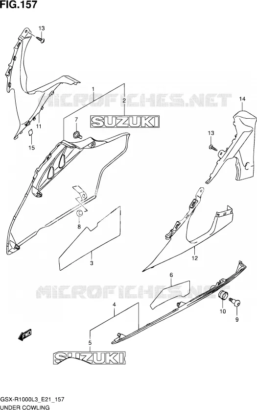CARENAGES INFERIEUR (FLANCS) (GSX-R1000ZL3 E24) Suzuki MOTO 1000 GSX-R 2013  GSX-R1000 L3 (E21)