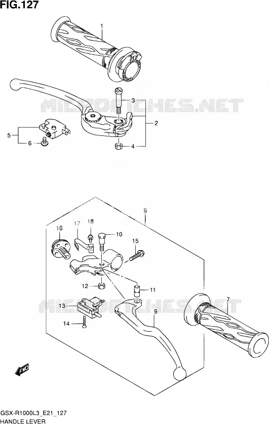 ENSEMBLE LEVIERS - POIGNEES Suzuki MOTO 1000 GSX-R 2013  GSX-R1000 L3 (E21)