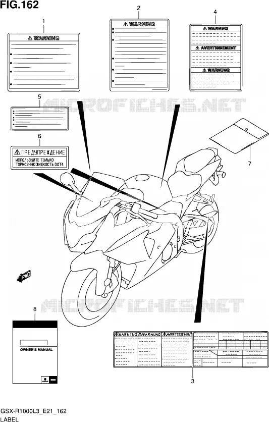 ETIQUETTE (GSX-R1000ZL3 E21) Suzuki MOTO 1000 GSX-R 2013  GSX-R1000 L3 (E21)