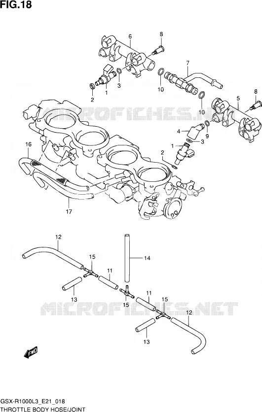 SYSTÈME D'INJECTION (GSX-R1000L3 E21) Suzuki MOTO 1000 GSX-R 2013  GSX-R1000 L3 (E21)