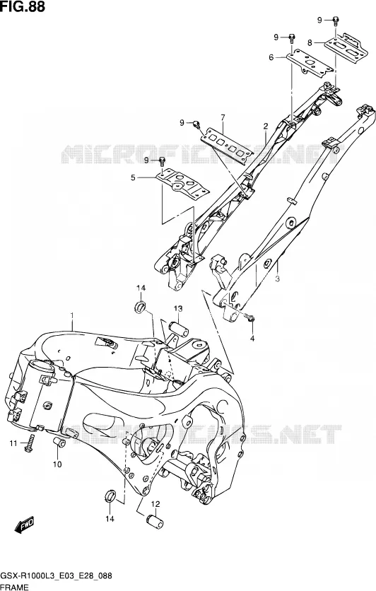 CADRE (GSX-R1000L3 E33) Suzuki MOTO 1000 GSX-R 2013  GSX-R1000 L3/GSX-R1000Z L3 (E03,E28,E33)
