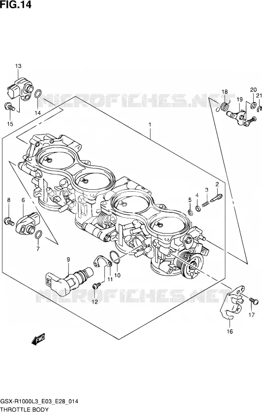 CORPS DE PAPILLON (GSX-R1000L3 E33) Suzuki MOTO 1000 GSX-R 2013  GSX-R1000 L3/GSX-R1000Z L3 (E03,E28,E33)