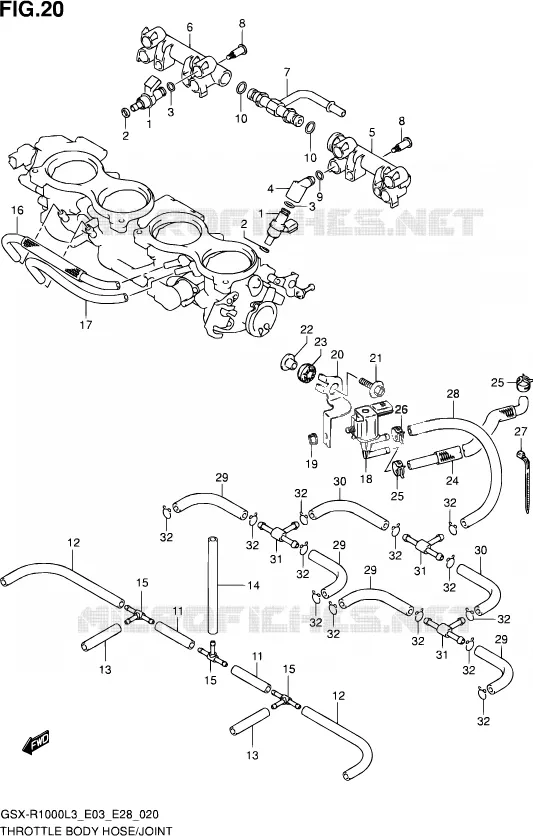 SYSTÈME D'INJECTION (GSX-R1000L3 E33) Suzuki MOTO 1000 GSX-R 2013  GSX-R1000 L3/GSX-R1000Z L3 (E03,E28,E33)