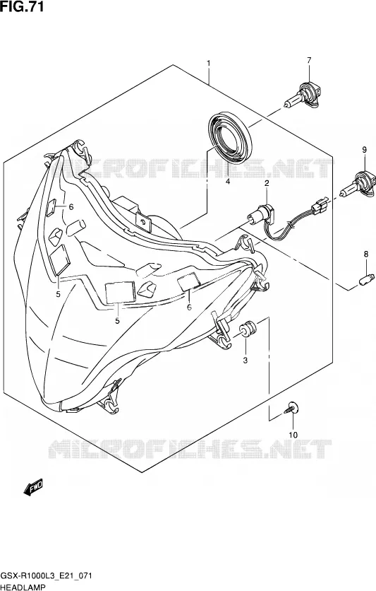 PHARE (GSX-R1000ZUFL3 E21) Suzuki MOTO 1000 GSX-R 2013  GSX-R1000 L3/GSX-R1000Z L3 (E24)