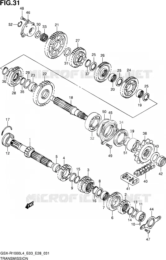 TRANSMISSION Suzuki MOTO 1000 GSX-R 2014  GSX-R1000 L4  (E03,E28,E33)