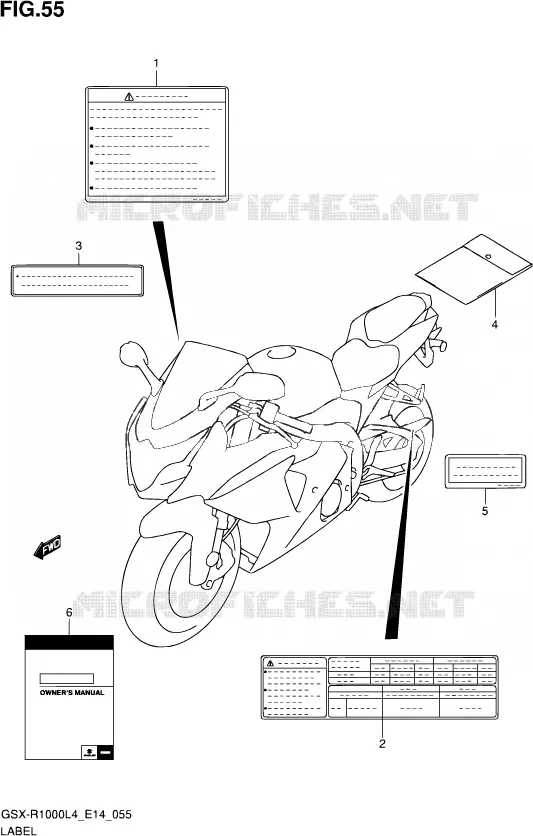 ETIQUETTE Suzuki MOTO 1000 GSX-R 2014  GSX-R1000 L4  (E14)