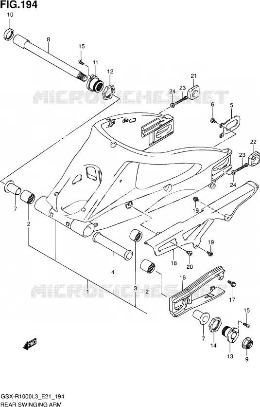 BRAS OSCILLANT ARRIERE (GSX-R1000ZL3 E24) Suzuki MOTO 1000 GSX-R 2012  GSX-R1000UF L3 (E21)