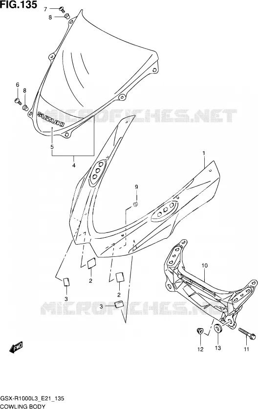 CARENAGES - ETIQUETTES (GSX-R1000L3 E24) Suzuki MOTO 1000 GSX-R 2012  GSX-R1000UF L3 (E21)