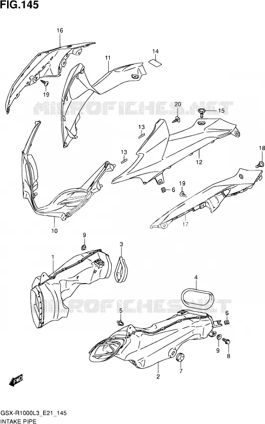 CONDUIT D'ADMISSION (GSX-R1000ZUFL3 E21) Suzuki MOTO 1000 GSX-R 2012  GSX-R1000UF L3 (E21)