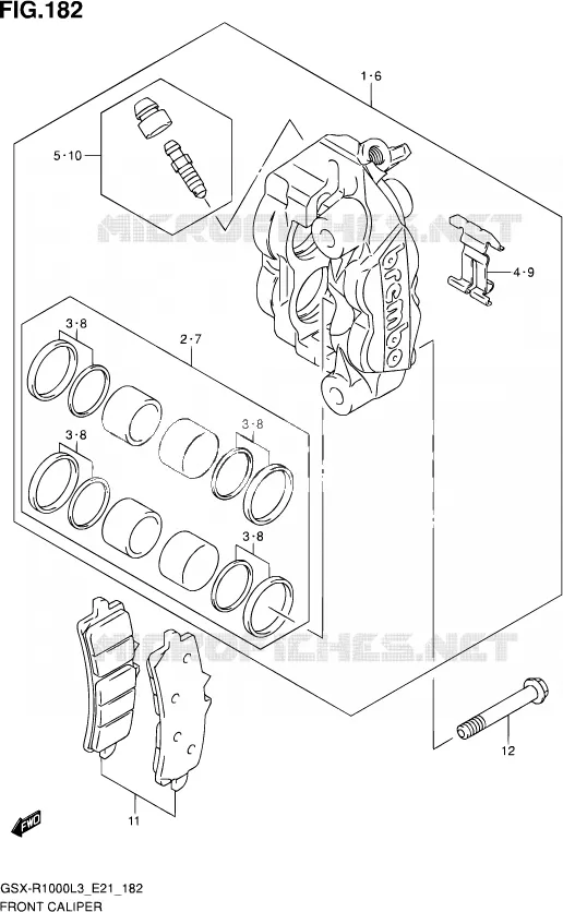 ETRIER DE FREIN AVANT (GSX-R1000L3 E21) Suzuki MOTO 1000 GSX-R 2013  GSX-R1000UF L3 (E21)