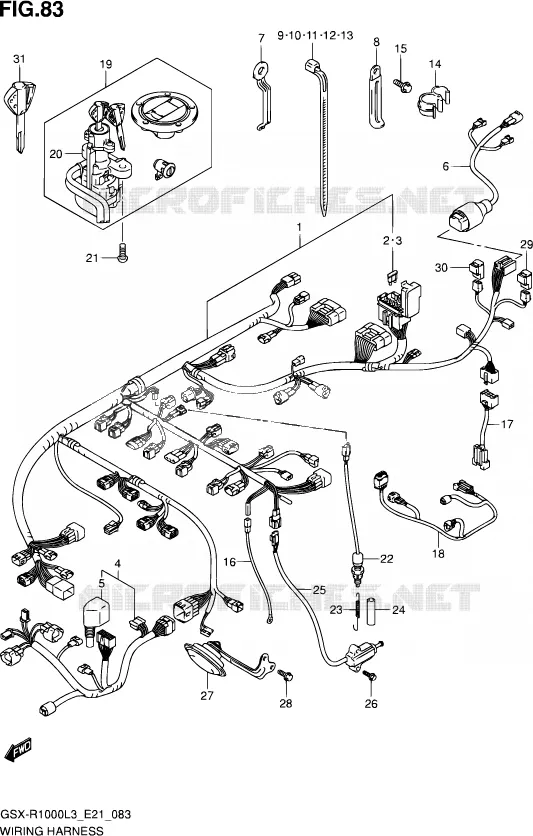 FAISCEAU ELECTRIQUE (GSX-R1000ZL3 E24) Suzuki MOTO 1000 GSX-R 2013  GSX-R1000UF L3 (E21)