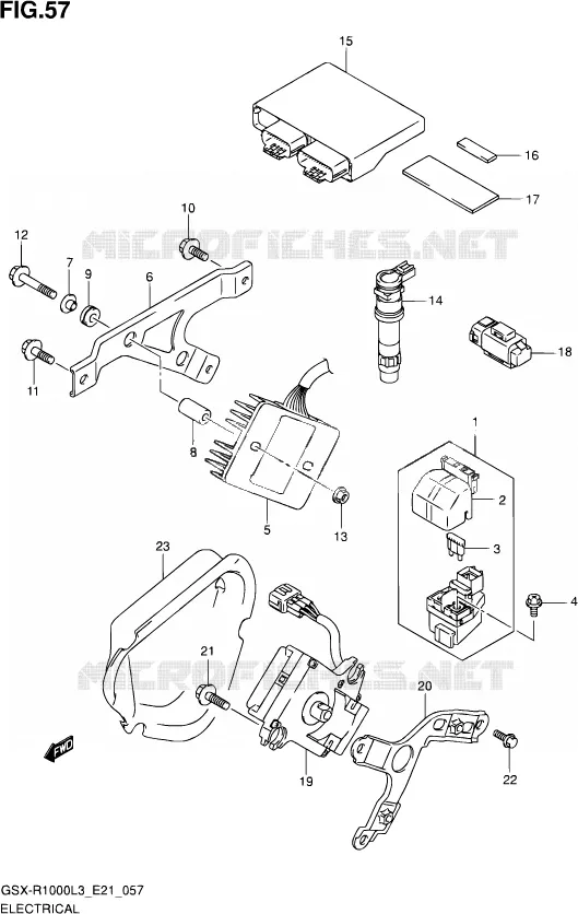 PARTIE ELECTRIQUE (GSX-R1000ZL3 E21) Suzuki MOTO 1000 GSX-R 2013  GSX-R1000UF L3 (E21)