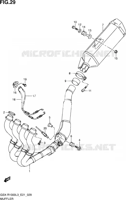 SILENCIEUX (GSX-R1000ZL3 E24) Suzuki MOTO 1000 GSX-R 2013  GSX-R1000UF L3 (E21)